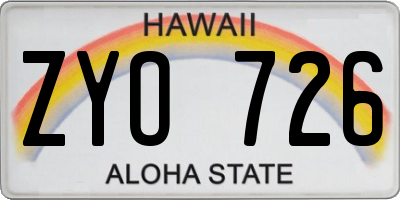 HI license plate ZYO726