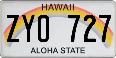 HI license plate ZYO727