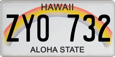 HI license plate ZYO732