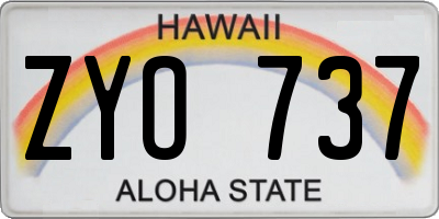 HI license plate ZYO737