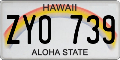 HI license plate ZYO739