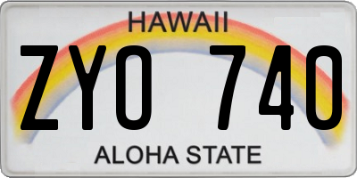 HI license plate ZYO740