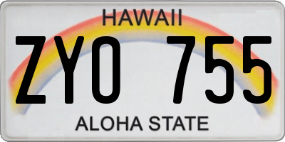 HI license plate ZYO755