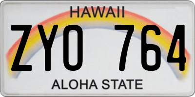 HI license plate ZYO764