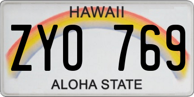 HI license plate ZYO769