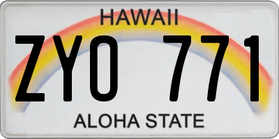 HI license plate ZYO771