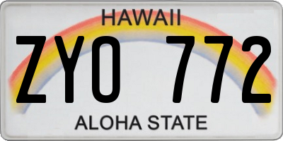 HI license plate ZYO772