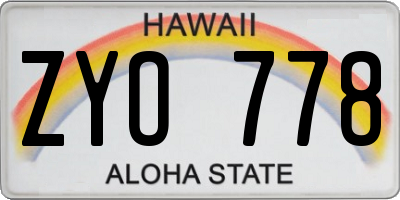 HI license plate ZYO778