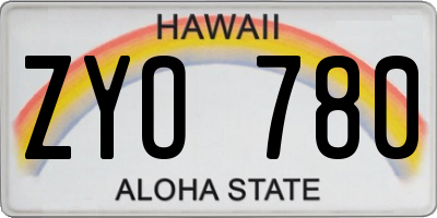 HI license plate ZYO780