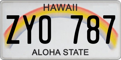 HI license plate ZYO787