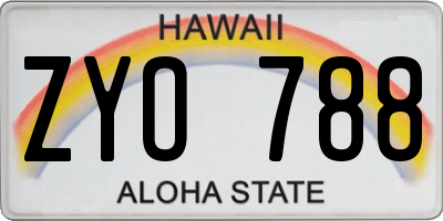 HI license plate ZYO788