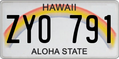 HI license plate ZYO791
