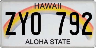 HI license plate ZYO792