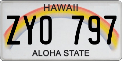 HI license plate ZYO797