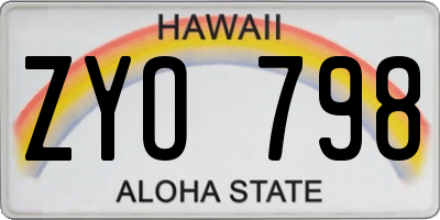 HI license plate ZYO798