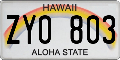 HI license plate ZYO803