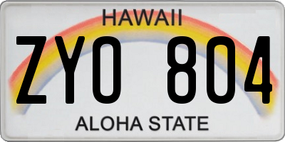 HI license plate ZYO804