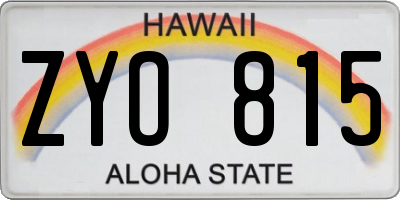 HI license plate ZYO815