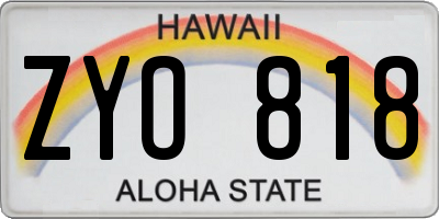 HI license plate ZYO818