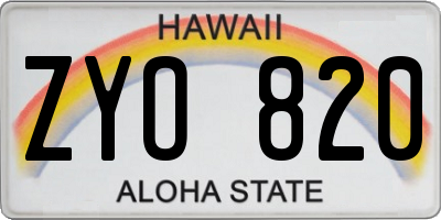 HI license plate ZYO820
