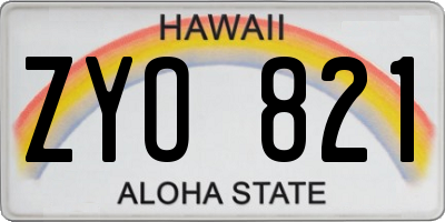 HI license plate ZYO821