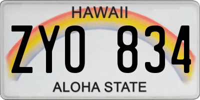 HI license plate ZYO834