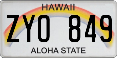 HI license plate ZYO849