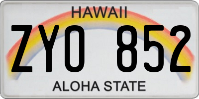 HI license plate ZYO852