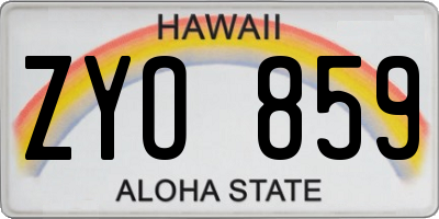 HI license plate ZYO859