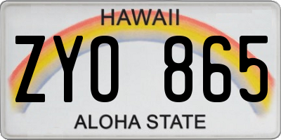 HI license plate ZYO865