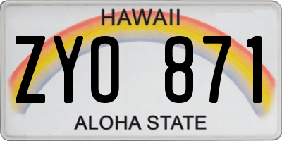 HI license plate ZYO871