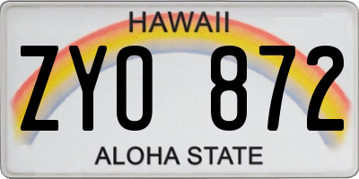 HI license plate ZYO872