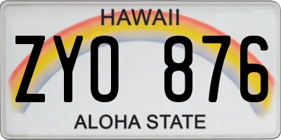 HI license plate ZYO876