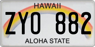 HI license plate ZYO882