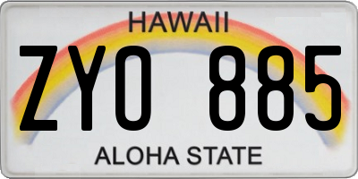 HI license plate ZYO885