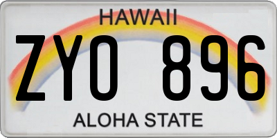 HI license plate ZYO896