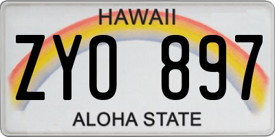 HI license plate ZYO897