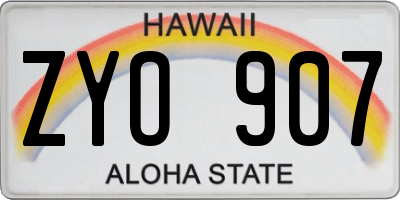 HI license plate ZYO907