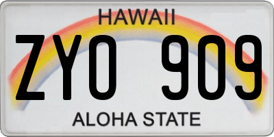HI license plate ZYO909