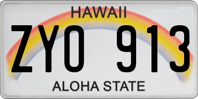 HI license plate ZYO913