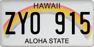 HI license plate ZYO915