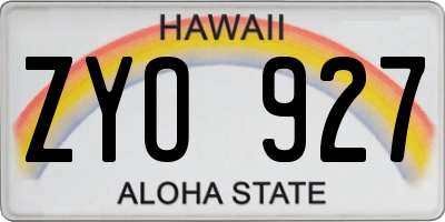HI license plate ZYO927