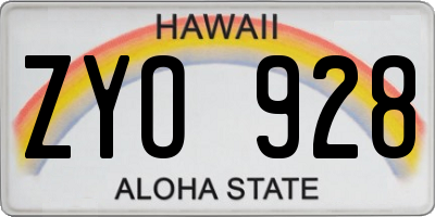 HI license plate ZYO928