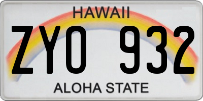 HI license plate ZYO932