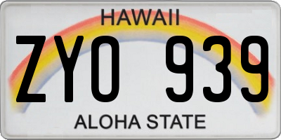 HI license plate ZYO939