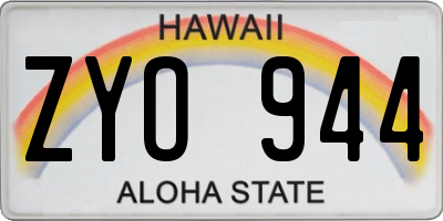 HI license plate ZYO944