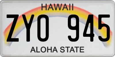 HI license plate ZYO945