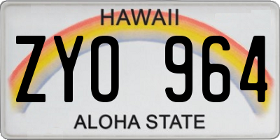 HI license plate ZYO964