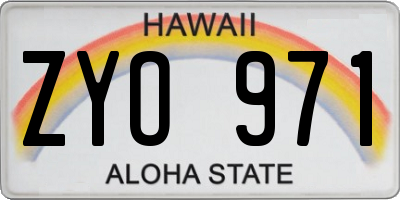 HI license plate ZYO971
