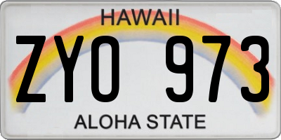 HI license plate ZYO973